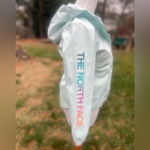 Girls north face rain jacket 7/8 hood full
Zip green